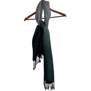 Pashmina Cashmere Silk Blend Grey to Green Ombre Scarf Paisley Pattern Fringe